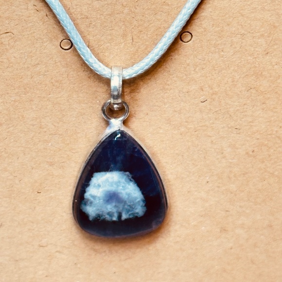 925 Sterling Silver Plated & Amethyst Stone/Crystal Pear Cut Pendant EUC - Picture 7 of 10